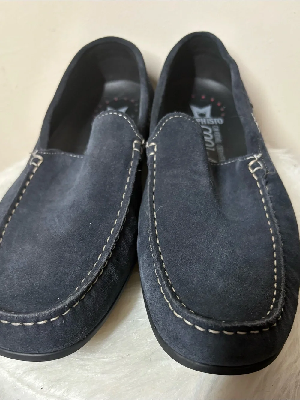 {EUC} Men's MEPHISTO Navy Suede Slip-On Loafers 9.5 US